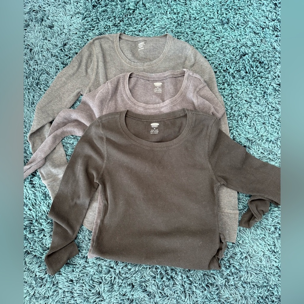 Old Navy Thermal Long Sleeve Medium Bundle of 3 Women's Gray Blue Black - Picture 9 of 9